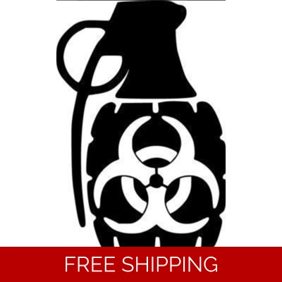 Hand Grenade Biohazard Toxic Die Cut Vinyl Decal sticker